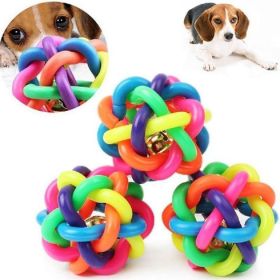 Dog Puppy  Colorful Rubber Training Chew Ball Small Bell Squeaky Sound Play Toy Dog Bite Resistant Ball Dog Accessories