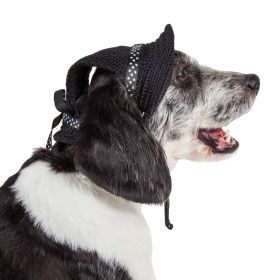 Pet Life 'Sea Spot Sun' UV Protectant Adjustable Fashion Mesh Brimmed Dog Hat Cap (Color: Black, size: medium)