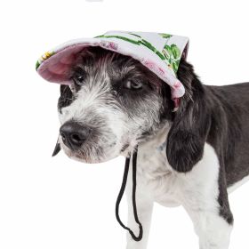 Pet Life 'Botanic Bark' Floral UV Protectant Adjustable Fashion Dog Hat Cap (size: large)