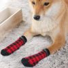 Christmas Anti-Slip Dog Socks; Waterproof Paw Protectors with Reflective Straps Traction Control for Indoor & Outdoor Wear; 4pcs